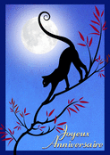 Chat malin sous la lune d'anniversaire